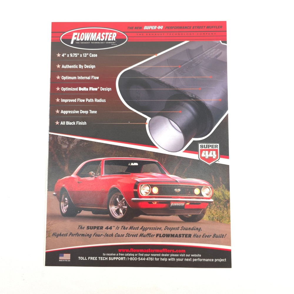 Flowmaster Print Ad Super 44 Performance Street Muffler Camaro Muscle Car Poster
